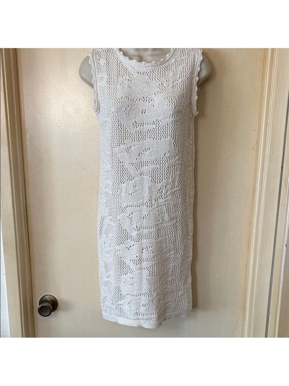 Lanas Coast Ivory Crochet Sleeveless Dress size S